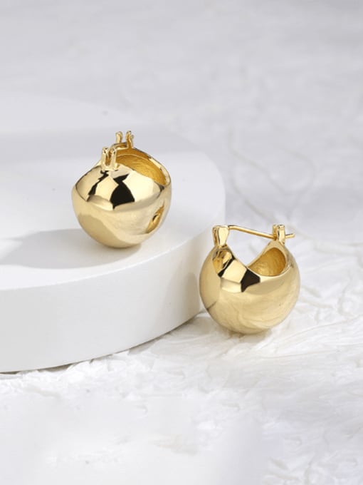 Gold Ball Earrings Brass Smooth Round  Ball Minimalist Stud Earring
