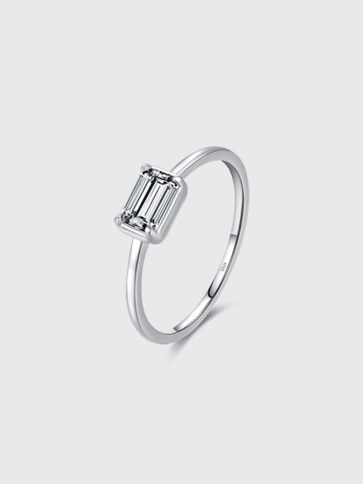 MODN 925 Sterling Silver Cubic Zirconia Geometric Minimalist Band Ring