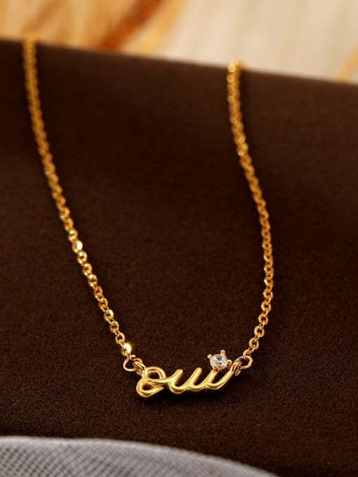 NS1042 gold 925 Sterling Silver Letter Minimalist Necklace