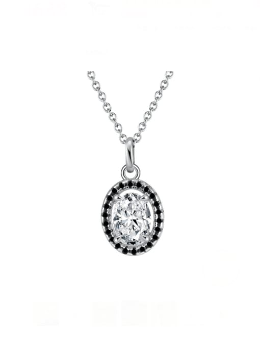 platinum,  weight: 2.86g 925 Sterling Silver Cubic Zirconia Oval Dainty Necklace