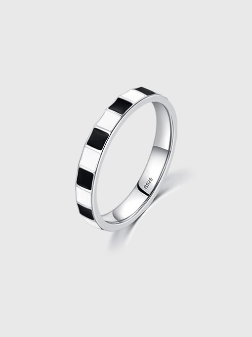 MODN 925 Sterling Silver Enamel Geometric Minimalist Band Ring