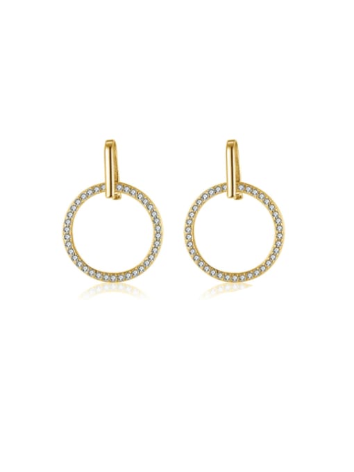 14K gold 925 Sterling Silver Cubic Zirconia Geometric Minimalist Drop Earring