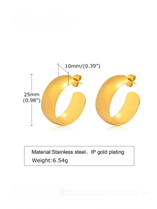CONG Stainless steel  Smooth Geometric Minimalist Huggie Earring 3