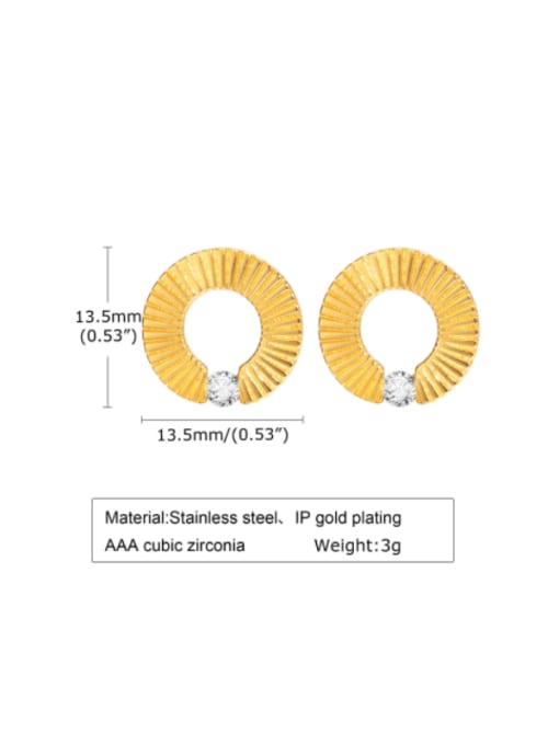 CONG Stainless steel Rhinestone Geometric Minimalist Stud Earring 2