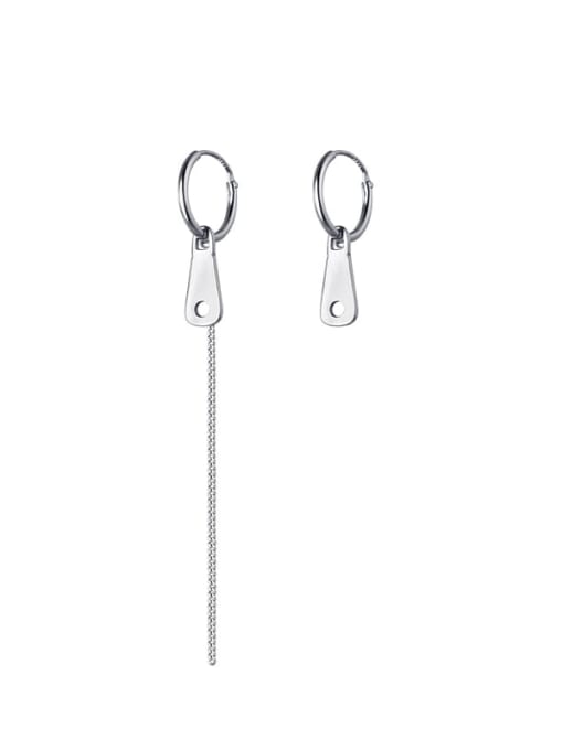 Rosh 925 Sterling Silver Asymmetry Tassel Minimalist Drop Earring
