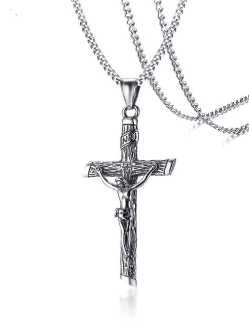 CONG Stainless steel Cross Vintage Regligious Necklace 0
