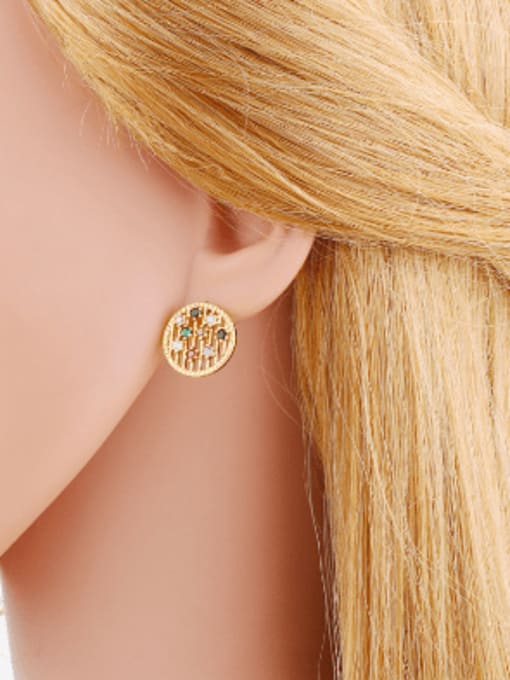 CC Brass Cubic Zirconia Heart Cute Stud Earring 1