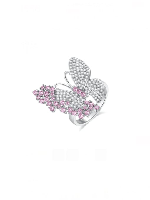 R23051908 Brass Cubic Zirconia Butterfly Luxury Cocktail Ring