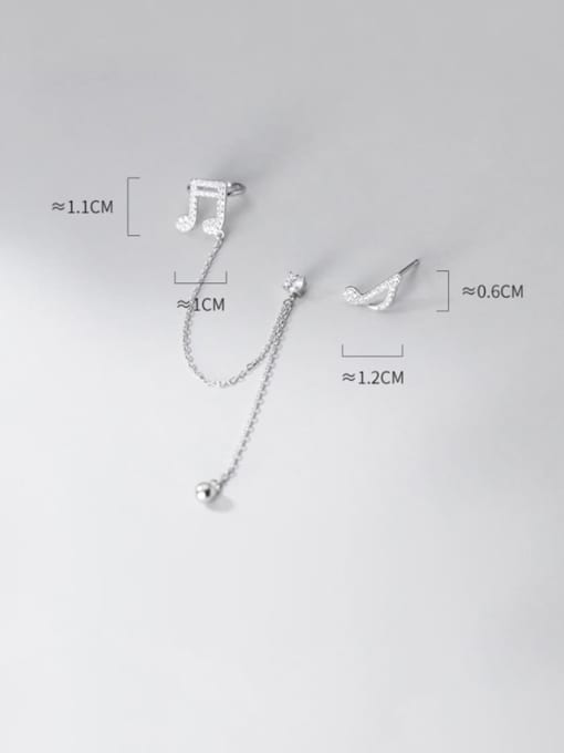Rosh 925 Sterling Silver Cubic Zirconia  Minimalist Asymmetrical chain notes  Drop Earring 3