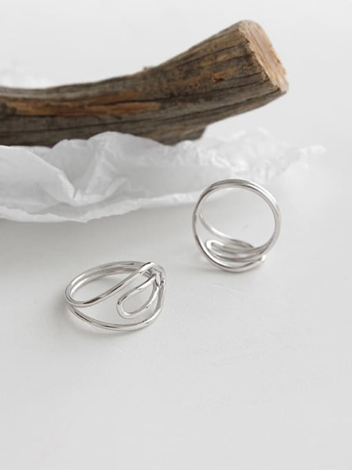 DAKA 925 Sterling Silver Geometric Minimalist Free Size Band Ring 3