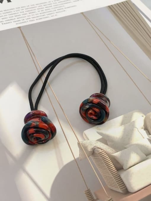 Red black Cellulose Acetate Cute  Leopard head rope Double-headed rose Rubber band  Hair Rope