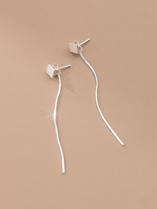 Rosh 925 Sterling Silver Square Minimalist Tassel Threader Earring 3