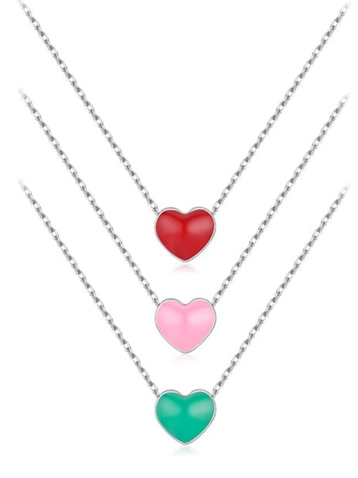MODN 925 Sterling Silver Enamel Heart Minimalist Necklace 4