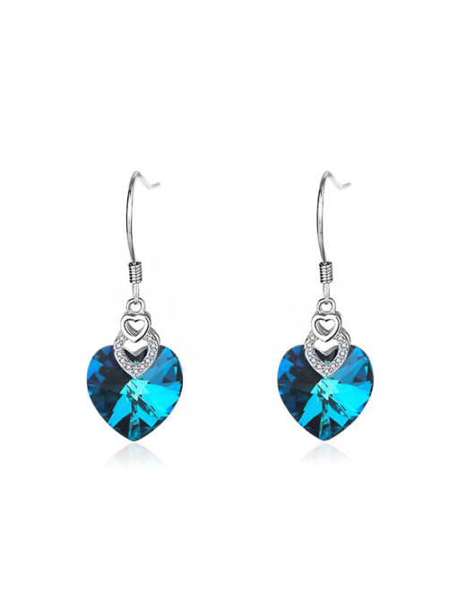 JYTZ 015 (earring gradient blue) 925 Sterling Silver Austrian Crystal Heart Classic Necklace