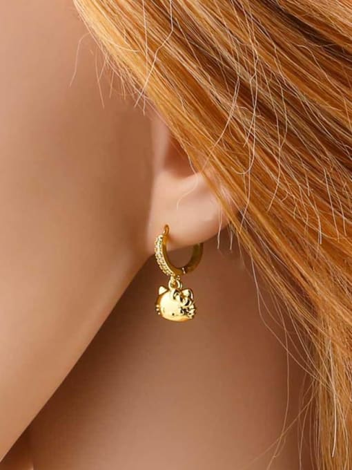 CC Brass Cubic Zirconia Water Drop Hip Hop Huggie Earring 1