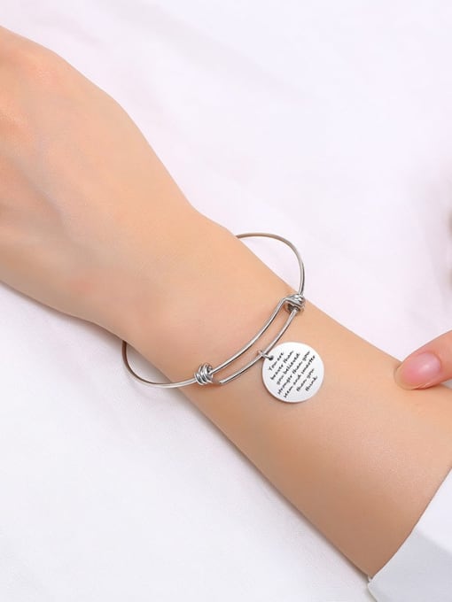 CONG Stainless Steel With Hollow Geometry English Alphabet Bangles 1