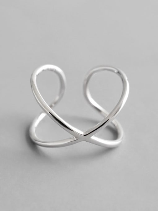 DAKA 925 sterling silver line crossing minimalist Free Size Band Ring 0