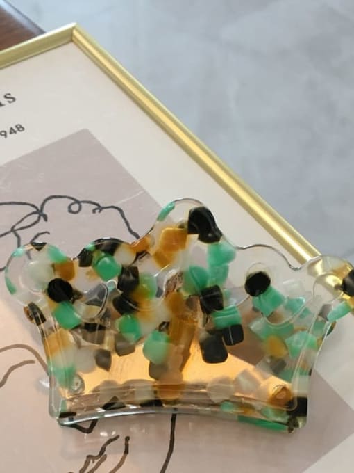 Yellow green wave point Cellulose Acetate Minimalist Geometric Acrylic crown Hairpin ponytail