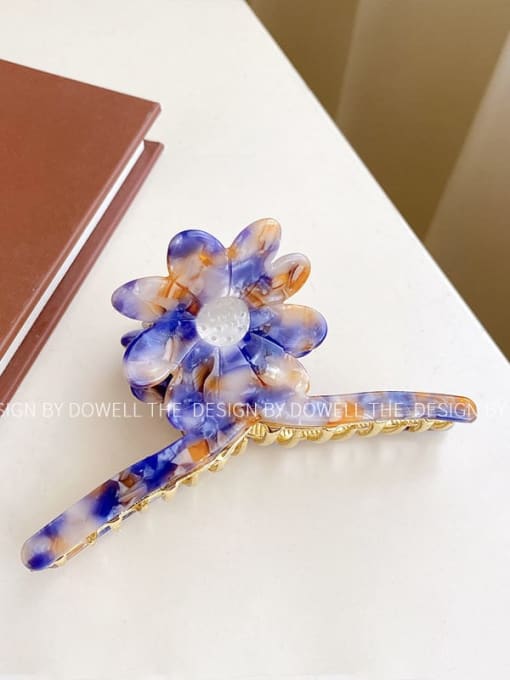 Colorful blue 12cm Cellulose Acetate Trend Flower Alloy Multi Color Jaw Hair Claw