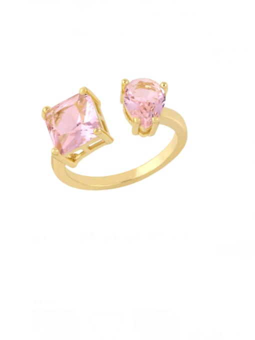 Pink Brass Cubic Zirconia Geometric Vintage Band Ring