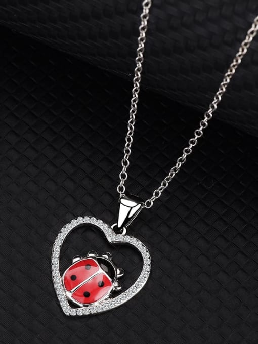 BC-Swarovski Elements 925 Sterling Silver Cubic Zirconia Heart Cute Necklace 3