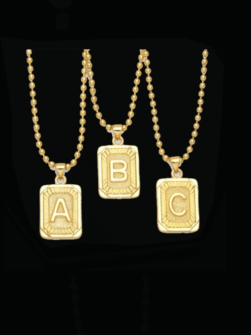 CC Brass Letter Vintage Geometry Pendant Necklace