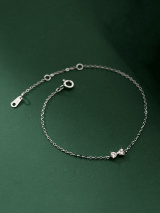 Rosh 925 Sterling Silver Cubic Zirconia Bowknot Dainty Link Bracelet 0