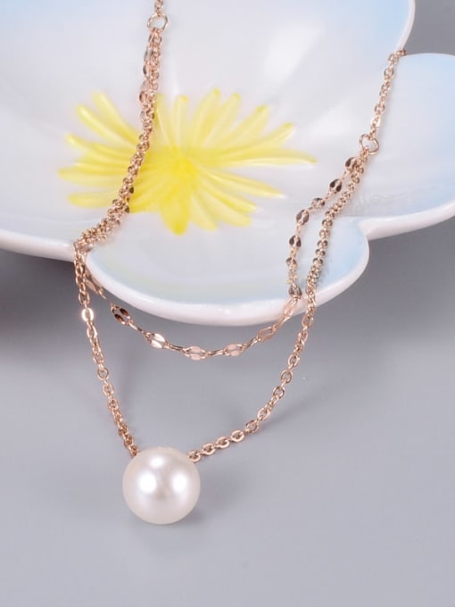A TEEM Titanium Imitation Pearl White Round Trend Multi Strand Necklace 2