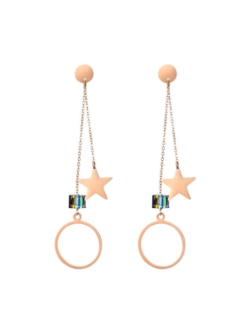 Rose gold plating Alloy Cubic Zirconia Star Trend Threader Earring