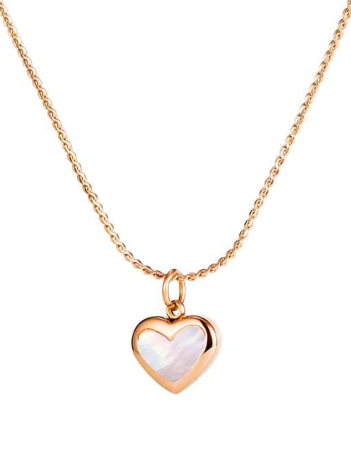 1796 rose gold plated necklace Titanium Steel Enamel Heart Minimalist Necklace