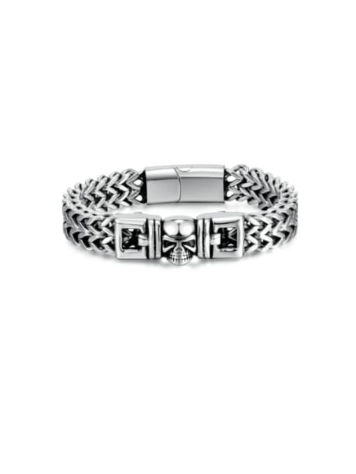 1342 steel bracelet steel color Titanium Steel Skull Hip Hop Bracelet