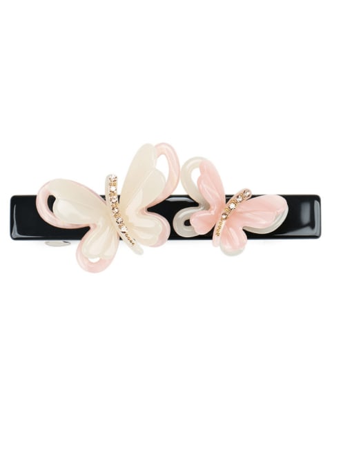 Pink Cellulose Acetate Trend Butterfly Alloy Hair Barrette