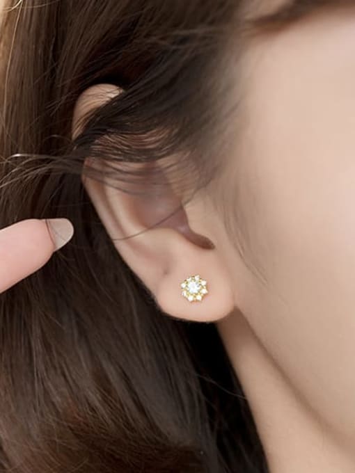 Rosh 925 Sterling Silver Cubic Zirconia Flower Classic Stud Earring 1
