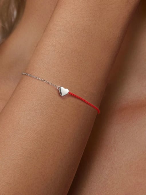 Jare 925 Sterling Silver Heart Minimalist Asymmetrical  Chain Link Bracelet 1