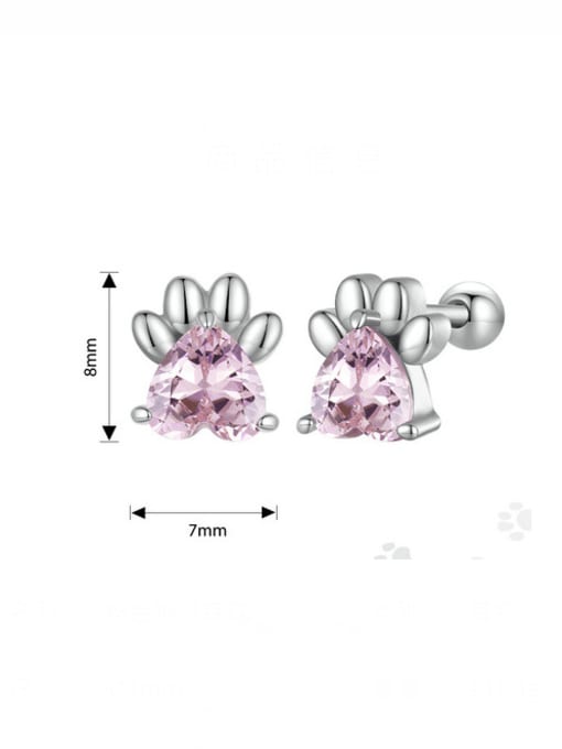 Jare 925 Sterling Silver Cubic Zirconia Dog Paw Cute Stud Earring 2