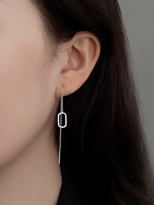 BeiFei Minimalism Silver 925 Sterling Silver Tassel Minimalist Threader Earring 1