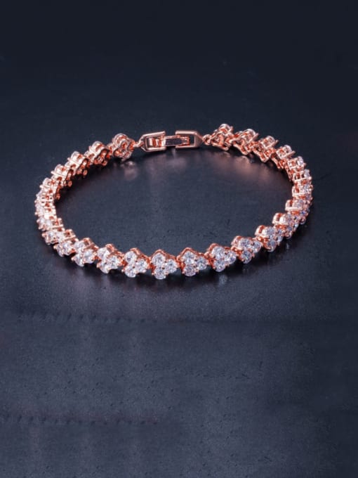 L.WIN Copper Cubic Zirconia Heart Dainty Bracelet 0