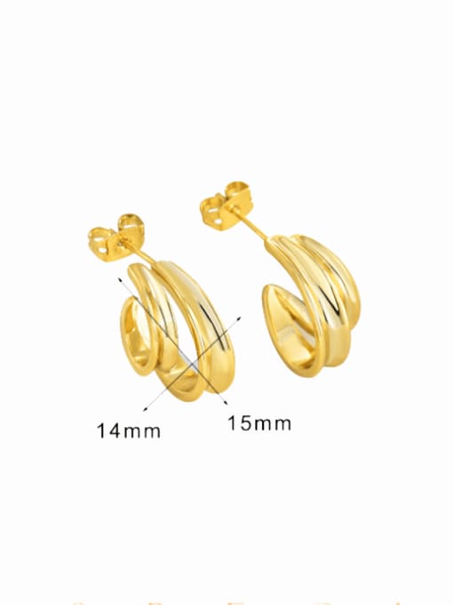 CHARME Brass Geometric Minimalist Arc Glossy Stud Earring 2