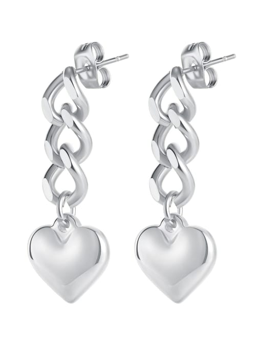 721 steel Titanium Steel Heart Minimalist Hollow  Chain  Drop Earring
