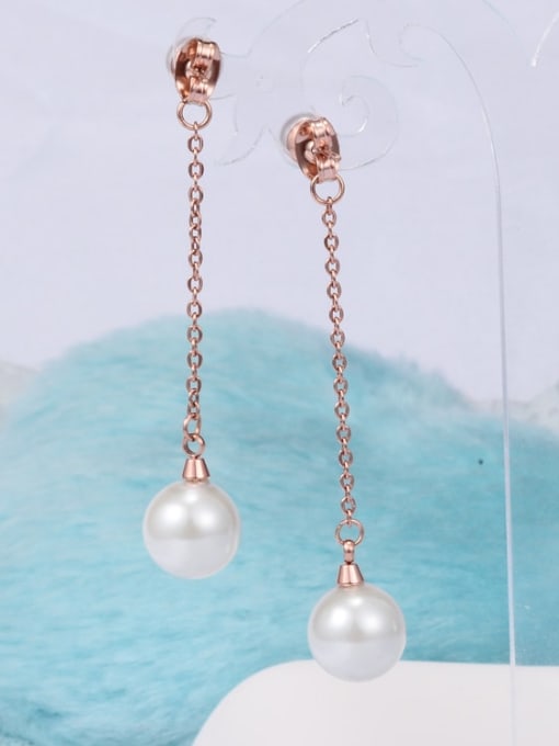 A TEEM Titanium Imitation Pearl Tassel Minimalist Threader Earring 4