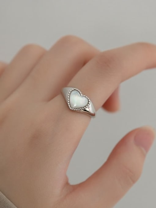 Rosh 925 Sterling Silver Shell Heart Vintage Band Ring 1