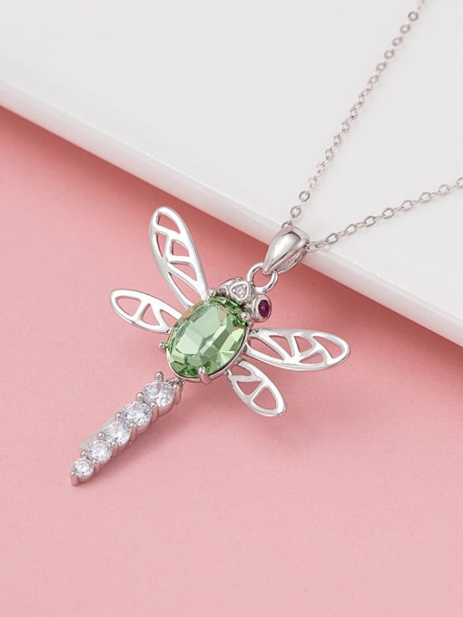 RINNTIN 925 Sterling Silver Cubic Zirconia Dragonfly Minimalist Necklace 2