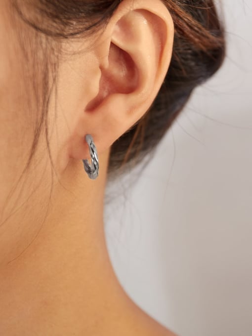 Open Sky Stainless steel Geometric Minimalist Huggie Earring 1