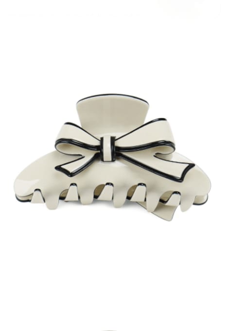 Beige small Cellulose Acetate Minimalist Bowknot Zinc Alloy Jaw Hair Claw