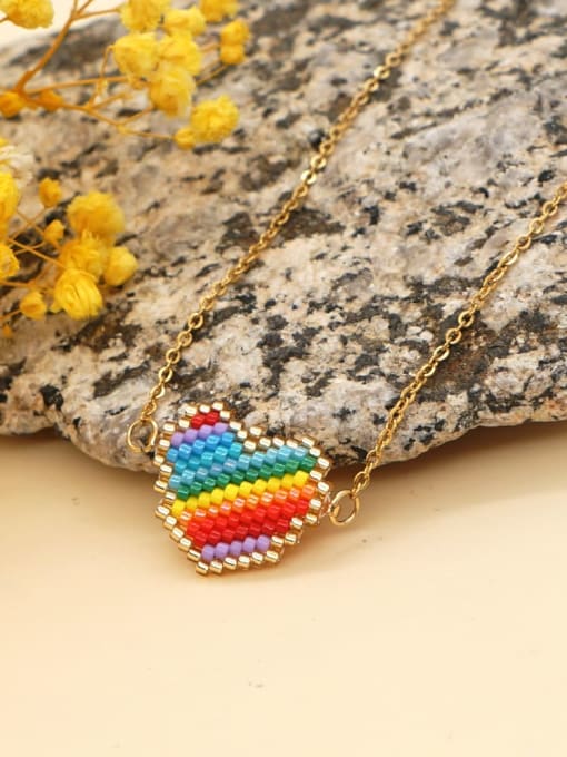 Roxi Stainless steel Multi Color Miyuki beads Heart Bohemia Necklace 2