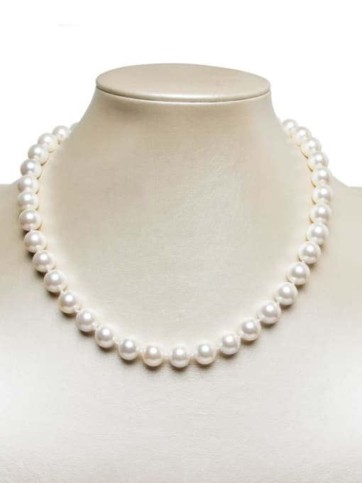 RAIN Brass Shell Pearl Round Minimalist Necklace