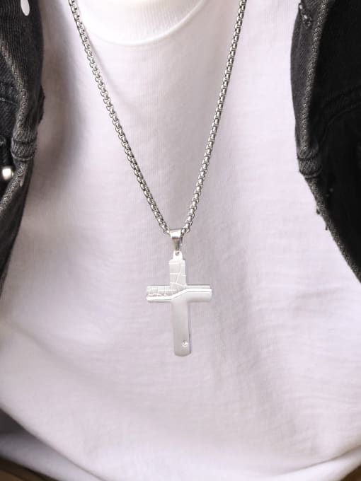 CONG Stainless steel Cross Hip Hop Regligious Necklace 1