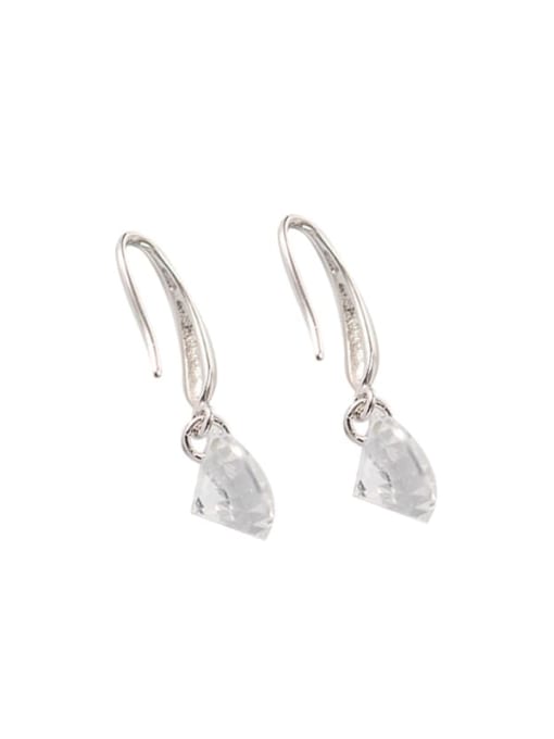 XBOX 925 Sterling Silver Cubic Zirconia Water Drop Minimalist Hook Earring 0