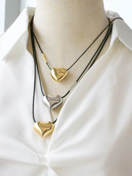 CC Brass Microfiber Leather Heart Minimalist Necklace 1