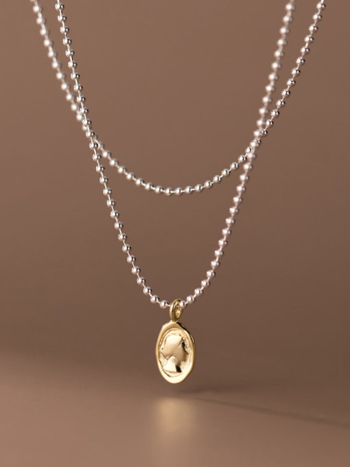Rosh 925 Sterling Silver Geometric Minimalist Beaded Necklace 0